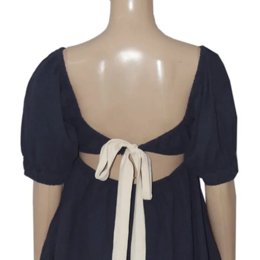 Free People Navy High-Waist Shorts Set